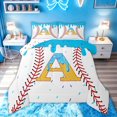 thumbnail image 1 of meiyoeat Drip Ice Cream Letter A Full Size Comforter Sets for Kids Girls, Sprinkle Baseball Print Bedding Comforter Set, Blue Yellow, Polkadot Reversible, 3-Piece, 1 Comforter and 2 Pillowcases, 1 of 6