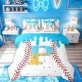 thumbnail image 1 of meiyoeat Drip Ice Cream Letter P Twin Bedding for Kids Girls, Sprinkle Baseball Print Bedding Comforter Set, Blue Yellow, Polkadot Reversible, 7 Pieces, 1 of 6