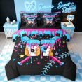 thumbnail image 1 of meiyoeat Dripping 67 Baseball Ice Cream Twin Bedding for Boys, Crossed Bat Stars Sport Bedding Comforter Set, Black Reversible, 7-Piece, 1 of 6