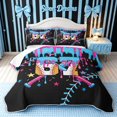 thumbnail image 1 of meiyoeat Dripping 67 Baseball Ice Cream Twin Quilt Set for Boys, Crossed Bat Stars Sport Twin Coverlet Set, 2-Piece, 1 Comforter and 1 Pillowcase, 1 of 7