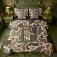 thumbnail image 1 of meiyoeat Duck Pattern Monogrammed D 7 Pieces Full Size Bedding Sets For Boys,Camouflage Hunting Initial Print Full Size Bed in a Bag,Black Reversible, 1 of 7