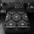 thumbnail image 1 of meiyoeat Edgy Skull Zipper Full Size Comforter Sets with Fitted Sheet and 2 Pillowcases,Intricate Damask Zipper Bedding Set For Adults,Gray Black,Black Reversible,4-Piece, 1 of 7