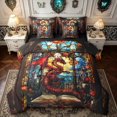 thumbnail image 1 of meiyoeat Fairy Dragon Full Size Bedding Sets for Girls Boys Girls, Castle Animal Full Size Bed in a Bag, Red Gold, Black Reversible, 7 Pieces, 1 of 5