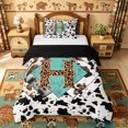 thumbnail image 1 of meiyoeat Farmhouse Cow Initial Twin Duvet Cover For Boys,Rustic Leopard Monogram Print Design Twin Bedding,Black Reversible,2-Piece,1 Duvet Cover and 1 Pillowcase, 1 of 6
