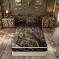 thumbnail image 1 of meiyoeat Farmhouse Outdoor Hunting Zipper Comforter Set with Fitted Sheet and 2 Pillowcases for Men Boys, Camo Forest Branches Zipper Bedding Set, Brown Green, Black Reversible, 3-Piece, 1 of 6