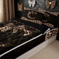 thumbnail image 1 of meiyoeat Fashion Leopard C Letter Zipper Full Size Comforter Sets with Fitted Sheet and 2 Pillowcases for Women Girls, Cheetah Print Bow Zipper Bedding Set, Brown Black, Black Reversible, 4 Pieces, 1 of 6