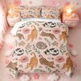 thumbnail image 1 of meiyoeat Floral Cat Pattern Bed Spread Queen,Pink Rustic Flower Queen Coverlet Set,3 Pieces,1 Quilt and 2 Pillowcases, 1 of 7