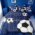 thumbnail image 1 of meiyoeat Football Ball Games 7 Pieces Full Size Bedding Sets For Boys,Soccer Sport Theme Full Size Bed in a Bag For Kids,Navy Blue Reversible, 1 of 7