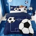 thumbnail image 1 of meiyoeat Football Ball Games Bedding For Boys,Soccer Sport Theme Duvet Cover Full For Kids,Navy Blue Reversible,3pcs(No Comforter), 1 of 6