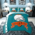 thumbnail image 1 of meiyoeat Football Letter C Full Size Comforter Sets for Boys, Rugby Sport Helmet Bedding Comforter Set, Teal, Reversible, 3pcs, 1 Comforter and 2 Pillowcases, 1 of 6