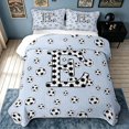 thumbnail image 1 of meiyoeat Football Monogrammed E Quilt Full for Boys, Blue Sport Soccer Full Bedspread Sets, 3 Pieces, 1 Comforter and 2 Pillowcases, 1 of 7