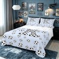 thumbnail image 1 of meiyoeat Football Monogrammed K Bed Sheets for Boys, Blue Sport Soccer Full Size Sheets, 4 Pieces, 1 Flat Sheet, 1 Fitted Sheet and 2 Pillowcases, 1 of 5