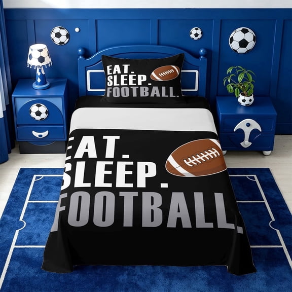 meiyoeat Football Sport Theme Twin Sheets For Kids,American Rugby Games Bedding For Boys,3 Pieces