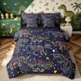 thumbnail image 1 of meiyoeat Galaxy Dino Twin Bedding for Boys, Neon Line Space Skeleton Bedding Comforter Set, Dark Navy, Black Reversible, 7 Pieces, 1 of 5