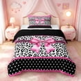 thumbnail image 1 of meiyoeat Gclassic Leopard Print Twin Comforter Sets For Girls,Cute Pink Coquette Bow Bedding Set,Black Reversible,2-Piece,1 Comforter and 1 Pillowcase, 1 of 7