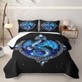thumbnail image 1 of meiyoeat Gemstones Dragon Quilt Full for Boys Girls, Mystic Sky Animal Full Bedspread Sets, Blue Black, 3 Pieces, 1 of 7