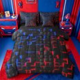 thumbnail image 1 of meiyoeat Geometric Abstract Art 7Pcs Queen Bedding For Boys,Modern Plaid Bedding Comforter Set Queen For Kids,Black Reversible, 1 of 7