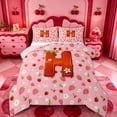 thumbnail image 1 of meiyoeat Girls Personalized Monogram Queen Comforter Set,Strawberry Themed Initial Comforter Sets Queen For Girl,Pink Reversible,3Pcs,1 Comforter And 2 Pillowcases, 1 of 7