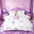 thumbnail image 1 of meiyoeat Girls Personalized Monogram T Bedding,Cute Bowknot Initial Art Duvet Cover Full For Girl,Reversible,3pcs,1 Duvet Cover and 2 Pillowcases, 1 of 6