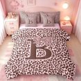 thumbnail image 1 of meiyoeat Girls Personalized Monogrammed B 7-Piece Twin Bedding,Pink Leopard Print Bow Tie Bedding Comforter Set,Pink Reversible, 1 of 7