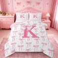 thumbnail image 1 of meiyoeat Girly Bow Abc Alphabet Queen Comforter Set For Kids,Pink Polka Dots Monogrammed Print K Comforter Sets Queen,Pink Reversible,3-Piece, 1 of 7