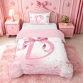 thumbnail image 1 of meiyoeat Girly Bow Monogrammed D Twin Duvet Cover,Pink Pearl Initial Print Twin Bedding For Girl,Pink Reversible,2pcs,1 Duvet Cover and 1 Pillowcase, 1 of 6