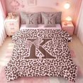 thumbnail image 1 of meiyoeat Girly Bowknot Initial K 7 Pieces Full Size Bedding Sets For Girls,Classic Cheetah Monogram Art Full Size Bed in a Bag,Pink Reversible, 1 of 7