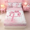thumbnail image 1 of meiyoeat Girly Bowknot Zipper Full Size Comforter Sets with Fitted Sheet and 2 Pillowcases,Chic Sequin Monogrammed P Print Zipper Bedding Set For Girl,Pink Reversible,4-Piece, 1 of 7