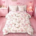 thumbnail image 1 of meiyoeat Girly Cowgirl Boot 7-Piece Twin Bedding For Kids, Coquette Bow Print Bedding Comforter Set For Girls,Pink Reversible, 1 of 7