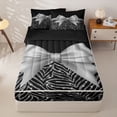 thumbnail image 1 of meiyoeat Glam Zebra Bow Zipper Full Size Comforter Sets with Fitted Sheet and 2 Pillowcases for Kids Girls, Sparkle Animal Print Zipper Bedding Set, Black Silver, Black ReversibleG, 1 of 3