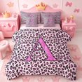 thumbnail image 1 of meiyoeat Glitter Leopard Print Letter A Twin Bedding Sets, Girls Teens, Pink Sparkle Monogrammed Bedding Comforter Set, Pink Reversible 7 Pieces, 1 of 6
