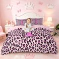 thumbnail image 1 of meiyoeat Glitter Leopard Print Letter T Duvet Cover Set, Girls Teens, Pink Sparkle Monogrammed Bedding Full, Pink Reversible3 Pieces, 1 Duvet Cover and 2 Pillowcases, 1 of 6