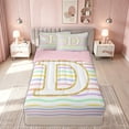 thumbnail image 1 of meiyoeat Glitter Letter D Zipper Comforter Set with Fitted Sheet and 2 Pillowcases for Girls Kids, Rainbow Initial Zipper Bedding Set, Pastel, Pink Reversible, 3 Pieces, 1 of 6
