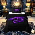 thumbnail image 1 of meiyoeat Glowing Flame Magic Dragon Twin Comforter Sets for Boys Girls Kids, Gothic Animal Bedding Set, Purple Black, Black Reversible, 2pcs, 1 Comforter and 1 Pillowcase, 1 of 6
