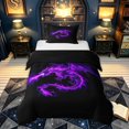 thumbnail image 1 of meiyoeat Glowing Flame Magic Dragon Twin Duvet Cover for Boys Girls Kids, Gothic Animal Twin Bedding, Purple Black, Black Reversible, 2pcs, 1 Duvet Cover and 1 Pillowcase, 1 of 6
