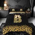thumbnail image 1 of meiyoeat Gold Cheetah Initial B Full Size Comforter Sets,Glitter Print Monogram Art Bedding Comforter Set For Girl,Black Reversible,3-Piece,1 Comforter and 2 Pillowcases, 1 of 7