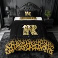 thumbnail image 1 of meiyoeat Gold Sparkle Monogram R Twin Comforter Sets,Leopard Glitter Bow Initial Print Bedding Set For Girl,Black Reversible,2pcs,1 Comforter and 1 Pillowcase, 1 of 7