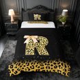 thumbnail image 1 of meiyoeat Gold Sparkle Monogram R Twin Duvet Cover,Leopard Glitter Bow Initial Print Twin Bedding For Girl,Black Reversible,2pcs,1 Duvet Cover and 1 Pillowcase, 1 of 6