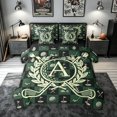 thumbnail image 1 of meiyoeat Golf A Initial Green Check Full Size Bedding Sets, Sport Monogram Initial Full Size Bed in a Bag for Boys Girls, Black Reversible, 7-Piece, 1 of 6