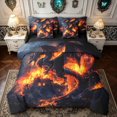thumbnail image 1 of meiyoeat Gothic Black Dragon Full Size Bedding Sets for Boys Girls, Flame Animal Full Size Bed in a Bag, Black Orange, Black Reversible, 7-Piece, 1 of 5