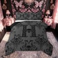 thumbnail image 1 of meiyoeat Gothic Skull Letter Queen Comforter Set for Boys Girls, Boho Damask Flower Comforter Sets Queen, Black Reversible, 3pcs, 1 Comforter and 2 Pillowcases, 1 of 6