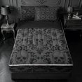 thumbnail image 1 of meiyoeat Gothic Skull Zipper Queen Comforter Set with Fitted Sheet and 2 Pillowcases,Dark Damask Zipper Bedding Set For Adults,Gray Black,Black Reversible,4 Pieces, 1 of 7