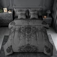 thumbnail image 1 of meiyoeat Gothic Spooky Skull 7-Piece Twin Bedding,Retro Damask Victorian Flowers Bedding Comforter Set, Black Gray,Black Reversible, 1 of 7