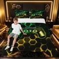 thumbnail image 1 of meiyoeat Gradient Gamepad Full Size Comforter Sets for Boys Gamers, Neon Honeycomb Green Yellow Gaming Bedding Sets, Black Reversible 3-Piece, 1 Comforter and 2 Pillowcases, 1 of 6