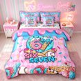 thumbnail image 1 of meiyoeat Graffiti 67 Number Baseball Twin Bedding for Girls, Sprinkle Dessert Drip Bedding Comforter Set, Polkadot Reversible, 7 Pieces, 1 of 6