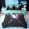 thumbnail image 1 of meiyoeat Graffiti Baseball Twin Bedding for Boys, Ice Cream Drip Bat Bedding Comforter Set, Black Blue, Black Reversible, 7 Pieces, 1 of 6
