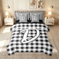 thumbnail image 1 of meiyoeat Graffiti Letter D Twin Bedding for Kids, Checkered Grid Bedding Comforter Set for Bedroom, Black White, Black Reversible, 7 Pieces, 1 of 6