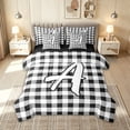 thumbnail image 1 of meiyoeat Graffiti Letter A Full Size Bedding Sets for Boys, Checkered Grid Full Size Bed in a Bag for Bedroom, Black White, Black Reversible, 7 Pieces, 1 of 6