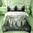 thumbnail image 1 of meiyoeat Green Pine Green 7pcs Queen Bedding For Girls,Nature Scenery Bedding Comforter Set Queen For Adults,Black Reversible, 1 of 7