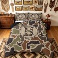 thumbnail image 1 of meiyoeat Green Rustic Camo Letter Full Size Comforter Sets for Men Boys, Wildlife Duck Print Bedding Comforter Set, Black Reversible, 3pcs, 1 Comforter and 2 Pillowcases, 1 of 6